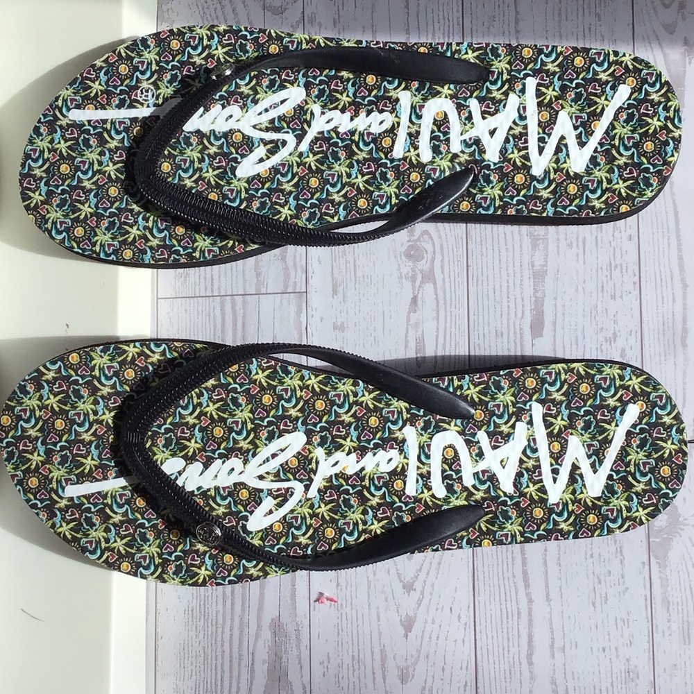 Maui and Sons Sz 9/10 🆕 w/o 🏷️ Multicolor Summer Vibe Pattern Flip Flop Sandals